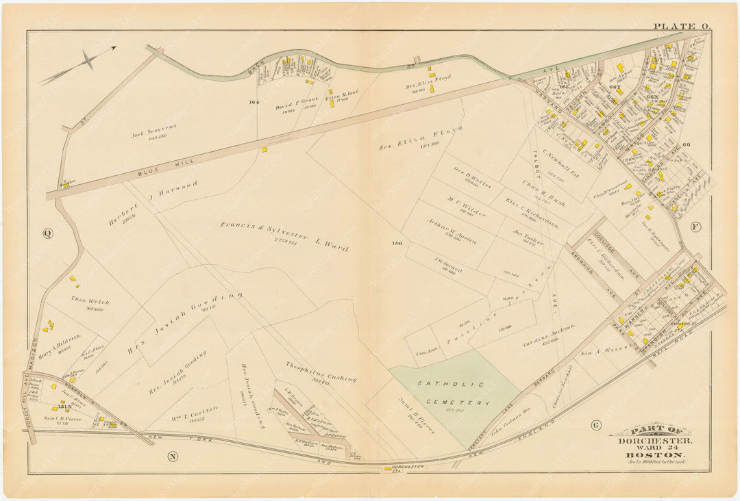 Dorchester, Massachusetts 1884 Plate O