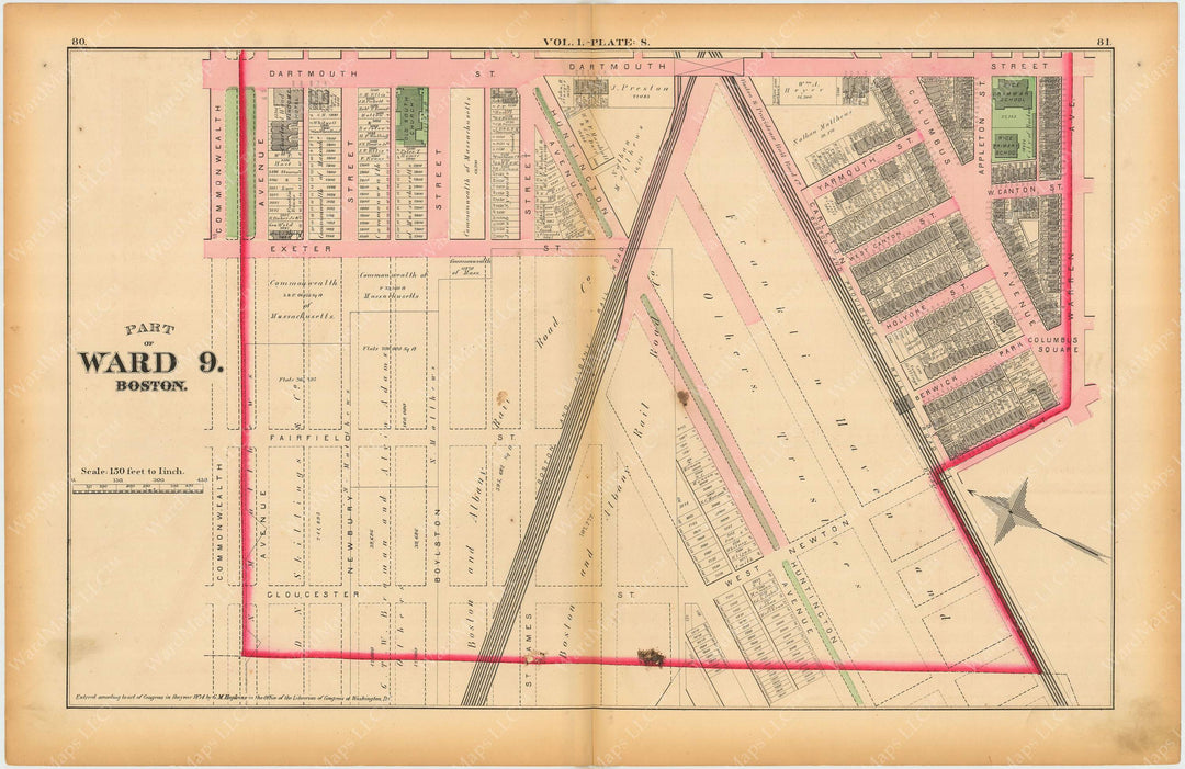 Boston, Massachusetts 1874 Plate S