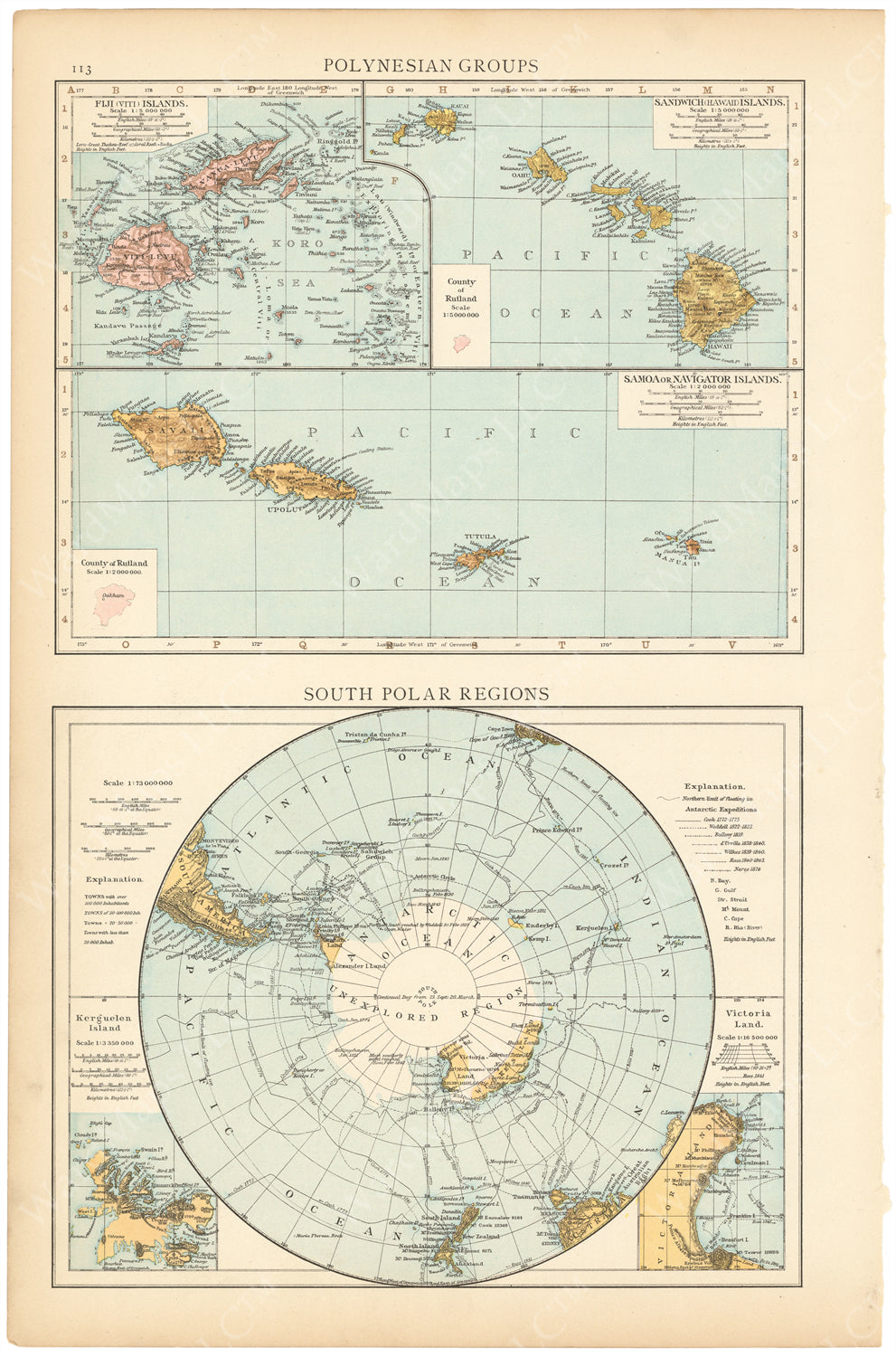 Polynesia and Southern Polar Region 1895 – WardMaps LLC