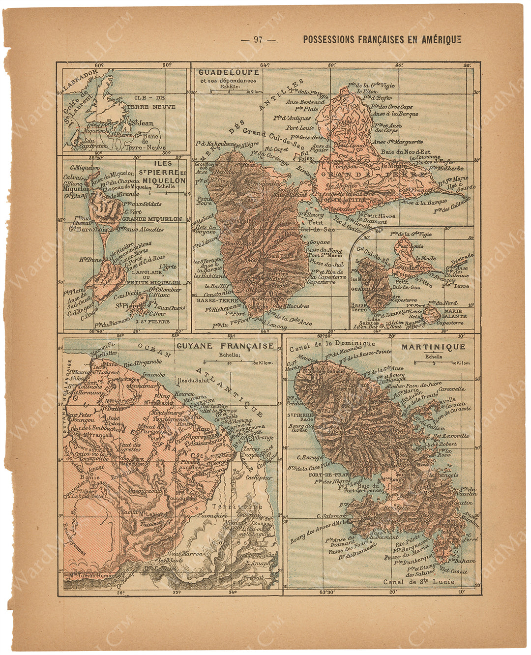 France Departments 1888: French Possessions in the Americas