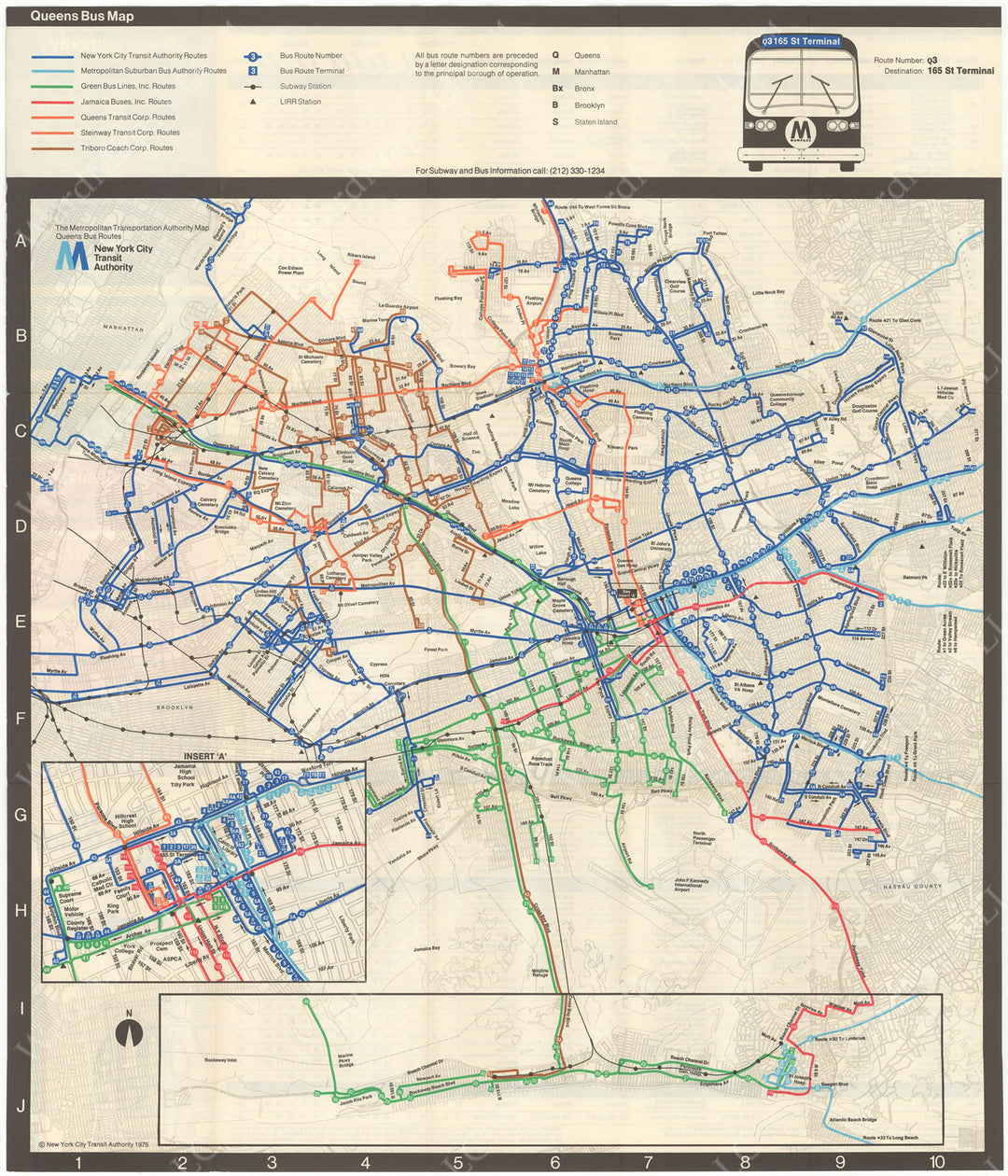 Queens, New York Bus System Map 1975