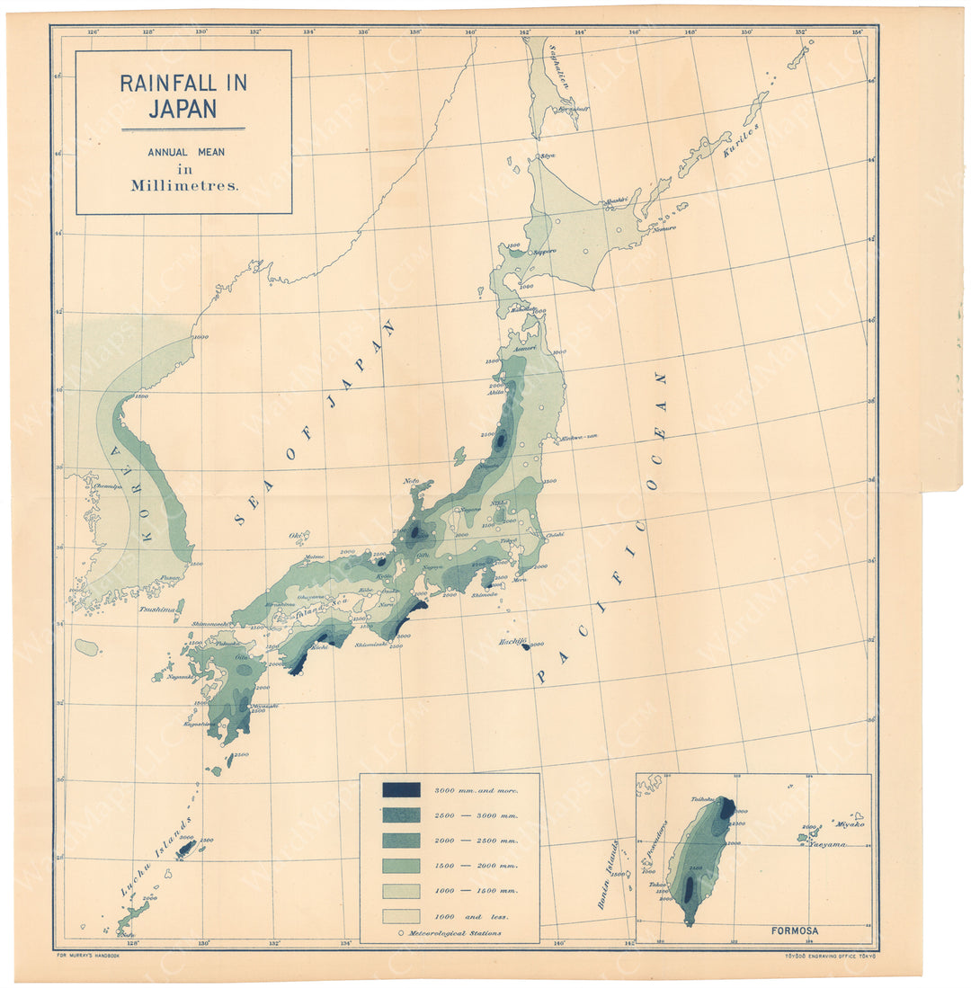 Japan 1913: Annual Rainfall