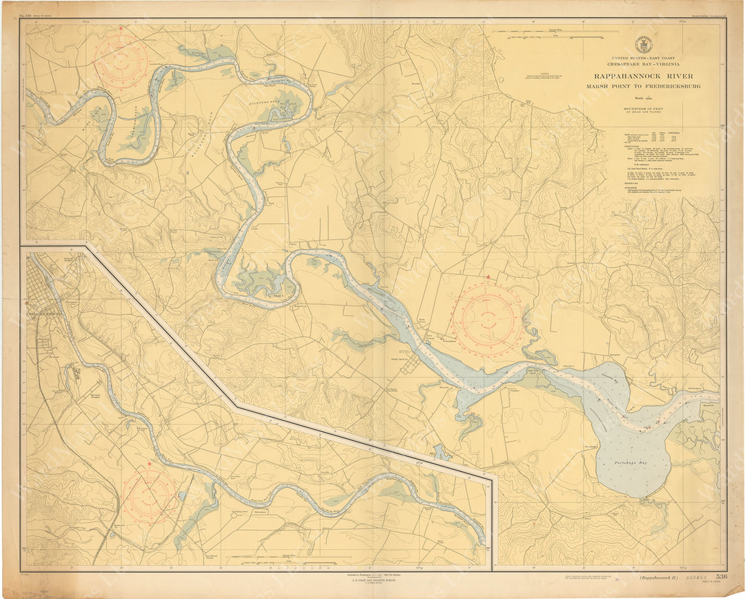 USC&GS Virginia - Rappahannock River: Marsh Point to Fredericksburg 1946