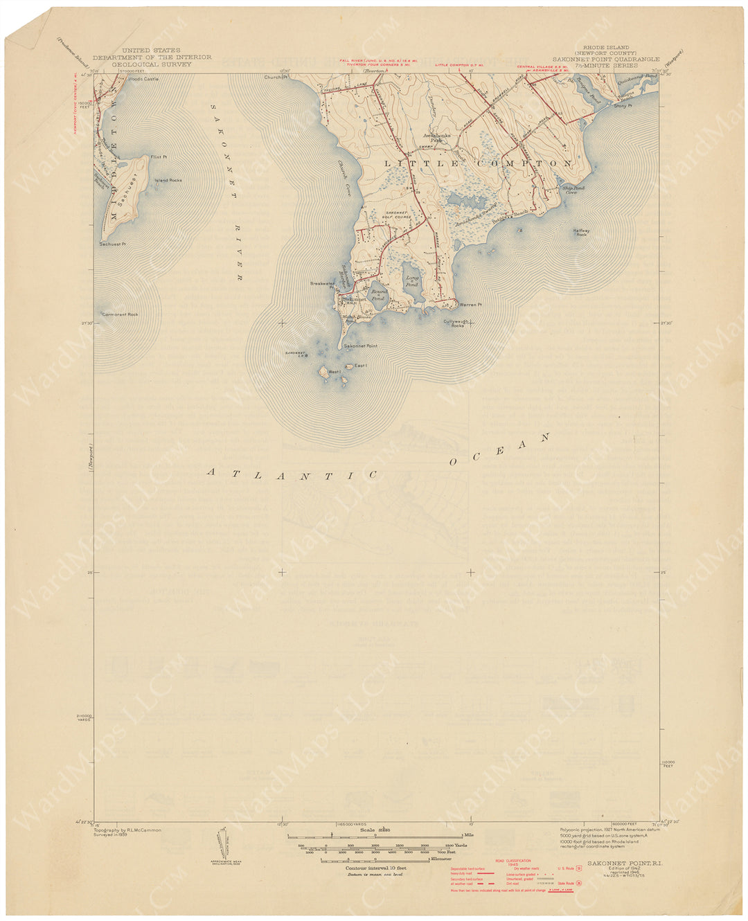 USGS Rhode Island: Sakonnet Point Sheet 1946