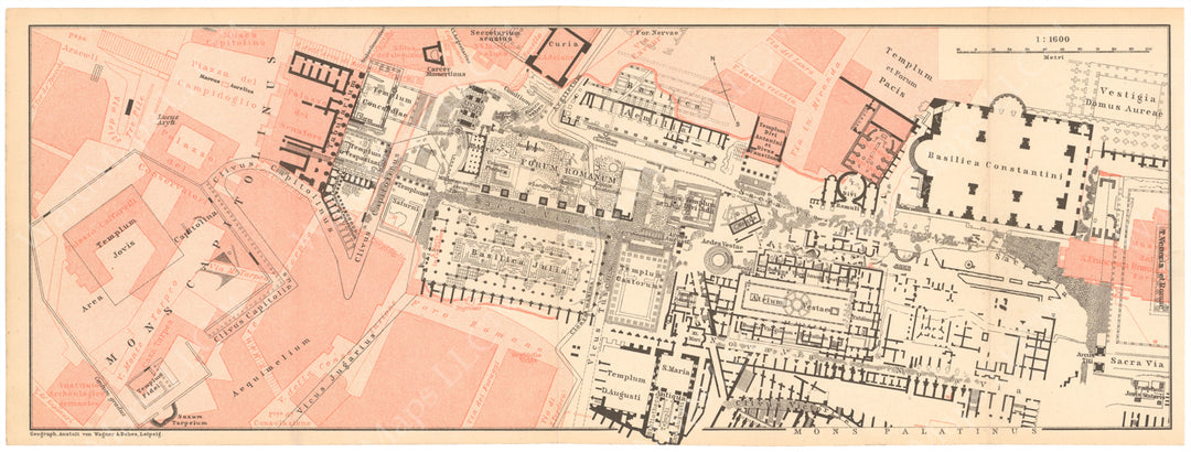 Rome, Italy 1909: Plan of Roman Forum