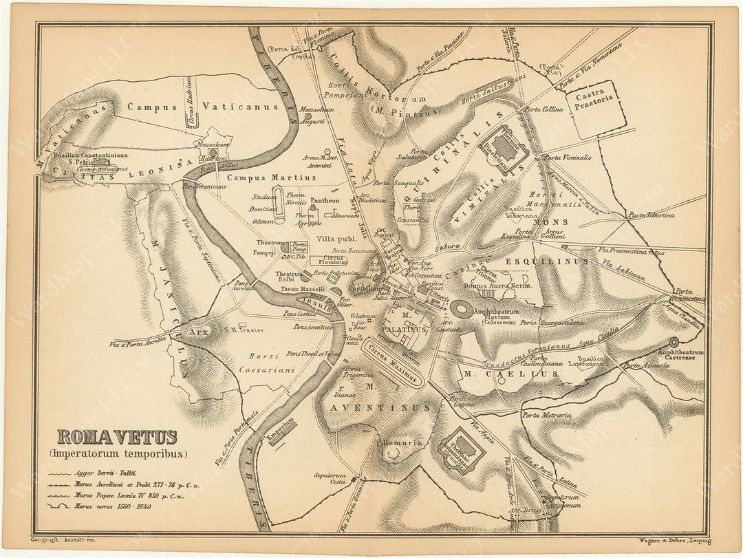 Classical Map 1890: Ancient Rome, Italy