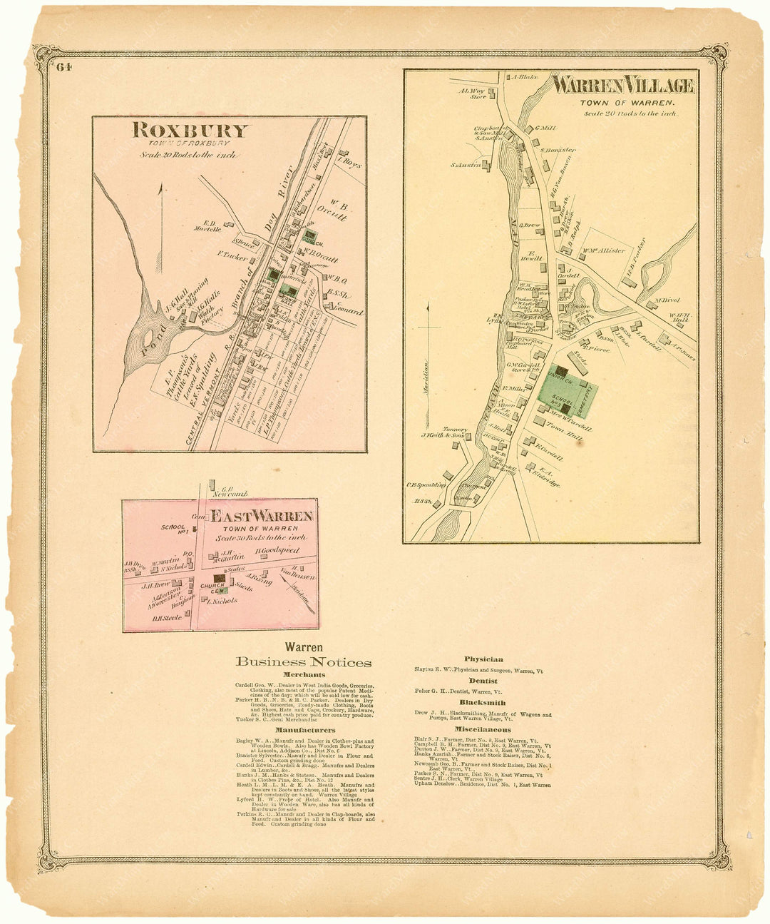 Roxbury and Warren, Vermont 1873