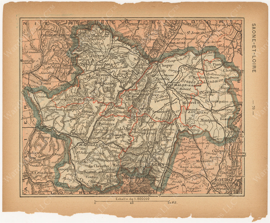 France Departments 1888: Saone-et-Loire