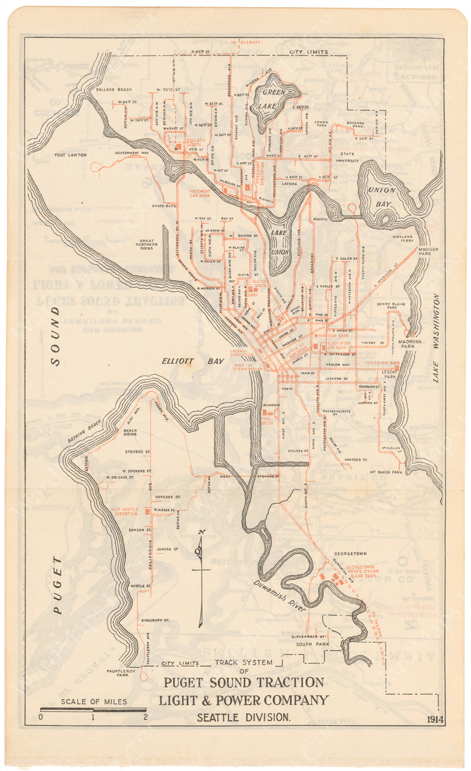 Seattle, Washington 1914: Streetcar Lines