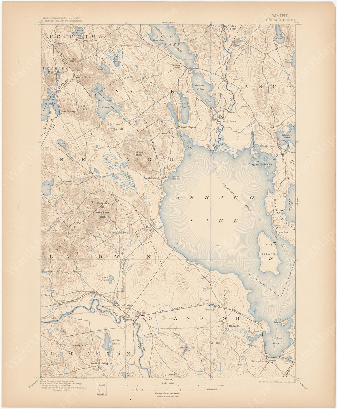 USGS Maine: Sebago Sheet 1900