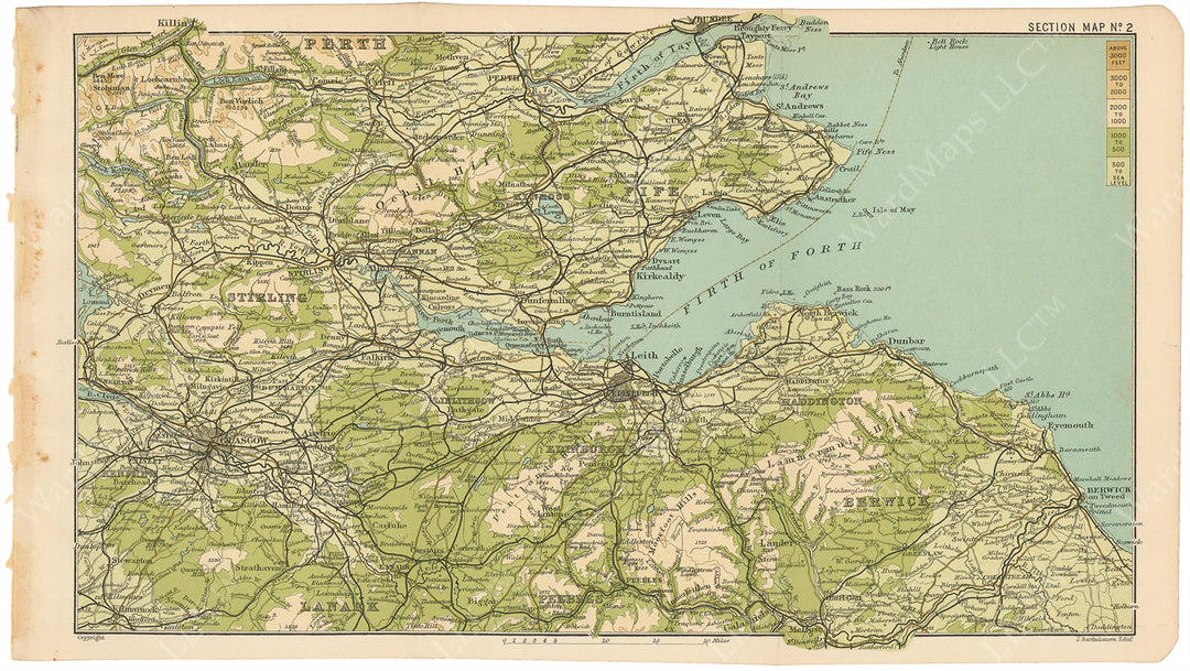 Scotland 1908 Vol. 1: Section Map 002 - Edinburgh - Glasgow - Perth Region