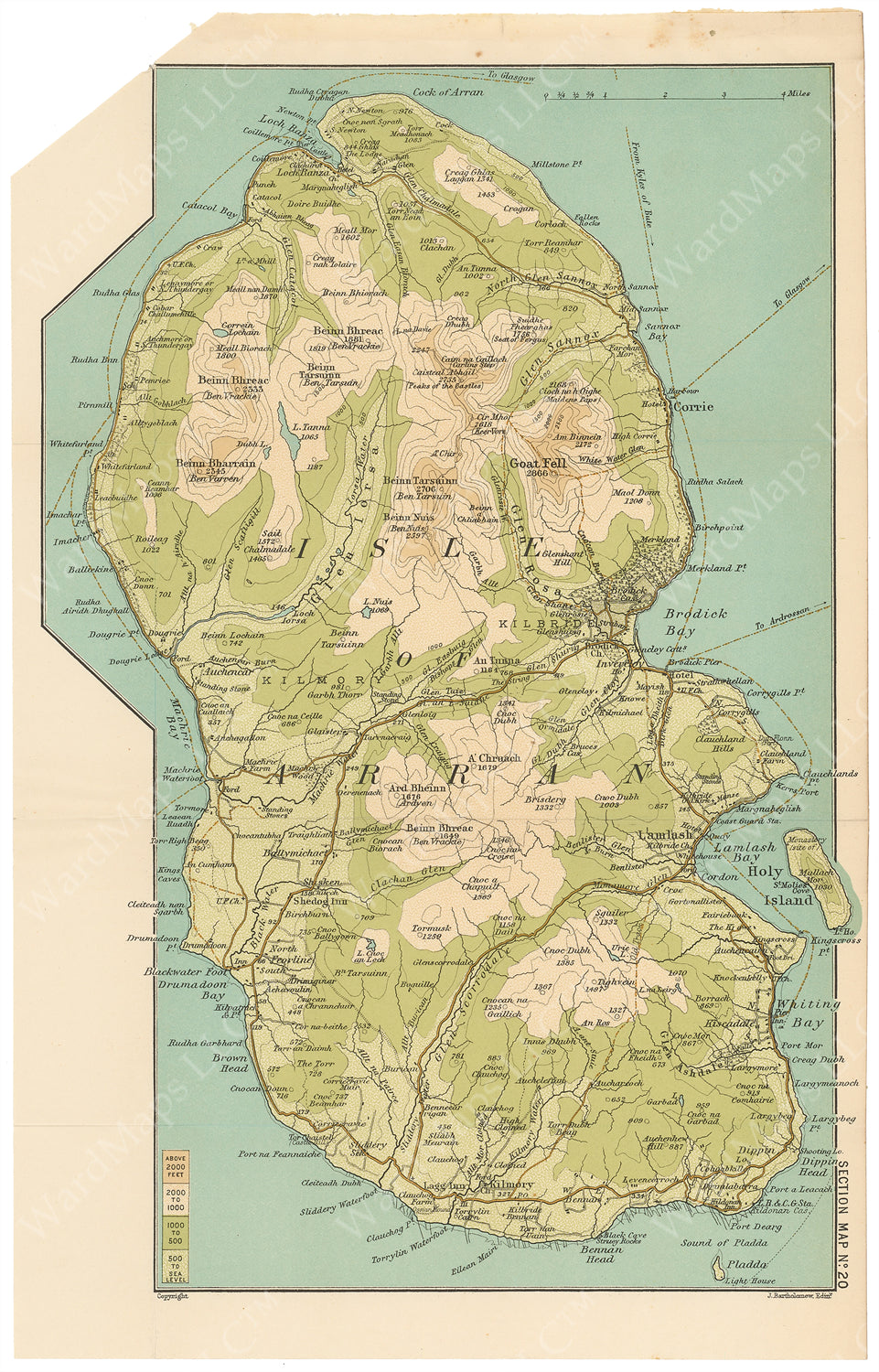 Scotland 1908 Vol. 1: Section Map 020 - Isle of Arran