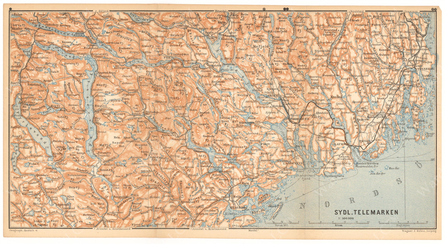 Telemark Region South, Norway 1898 – WardMaps LLC