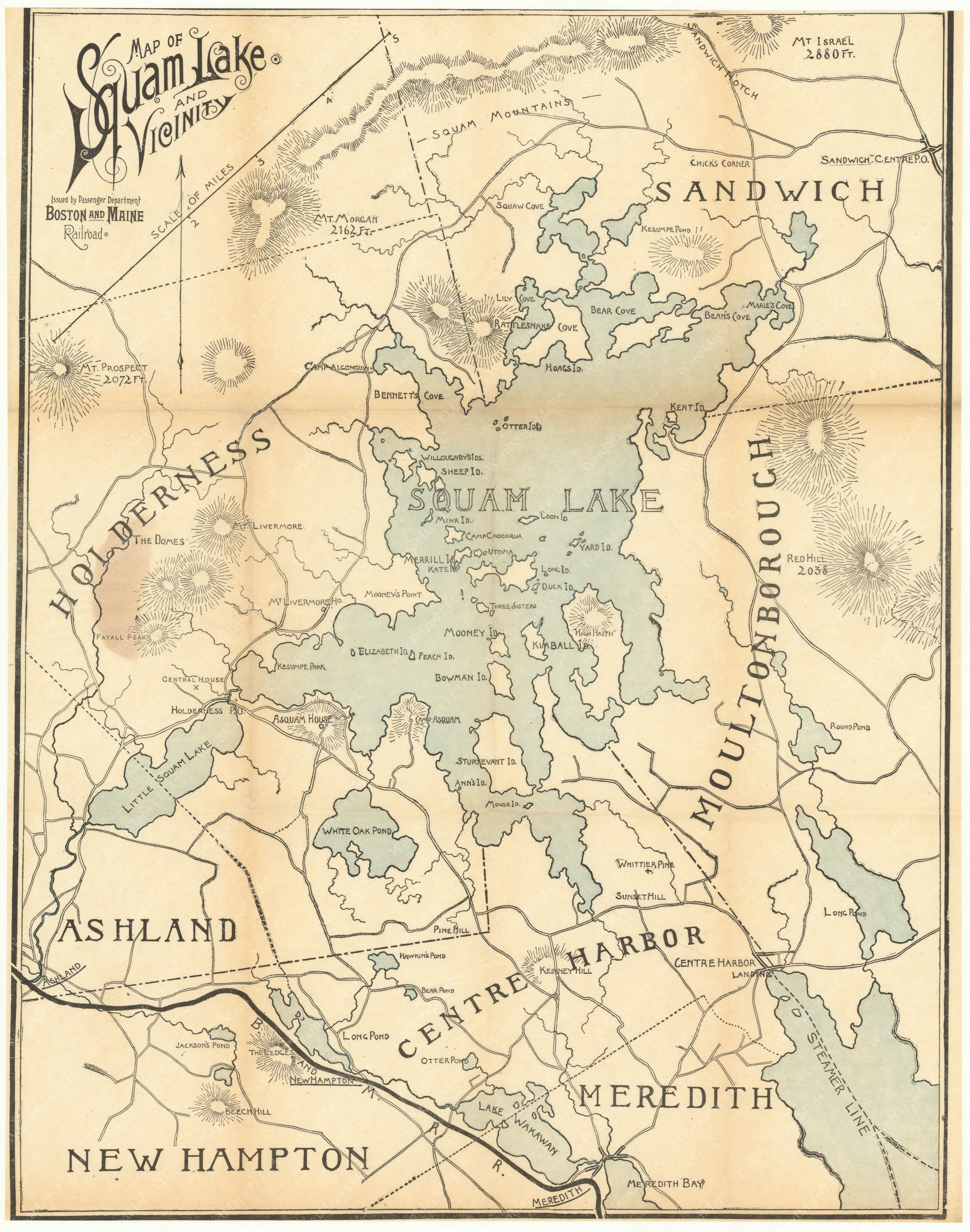Squaim Squam Lake and Vicinity, New Hampshire 1902 – WardMaps LLC