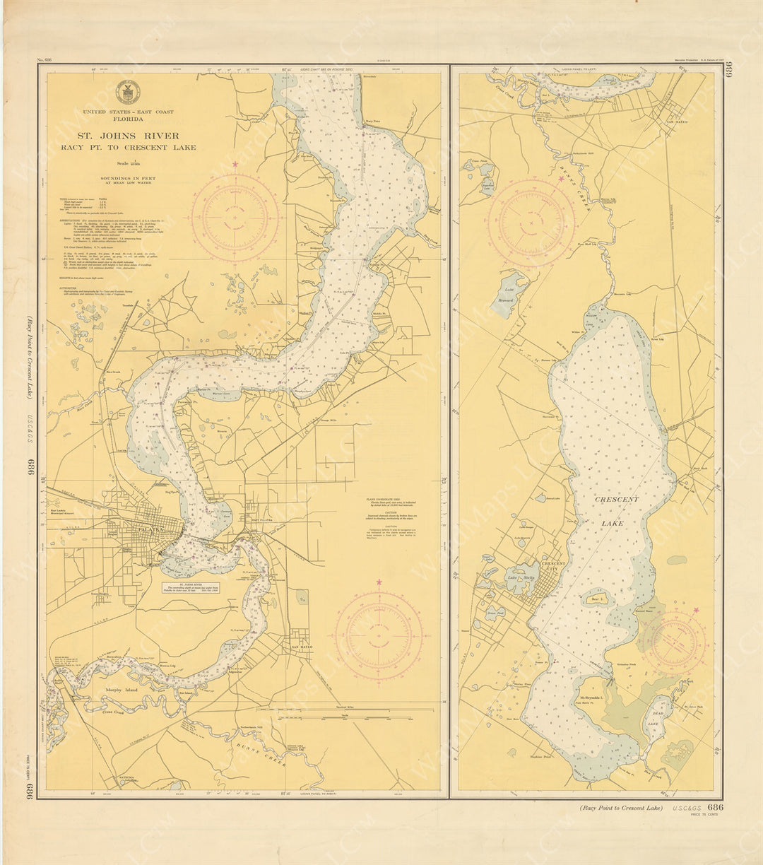 USC&GS Florida - Saint Johns River: Racy Point to Crescent Lake 1940