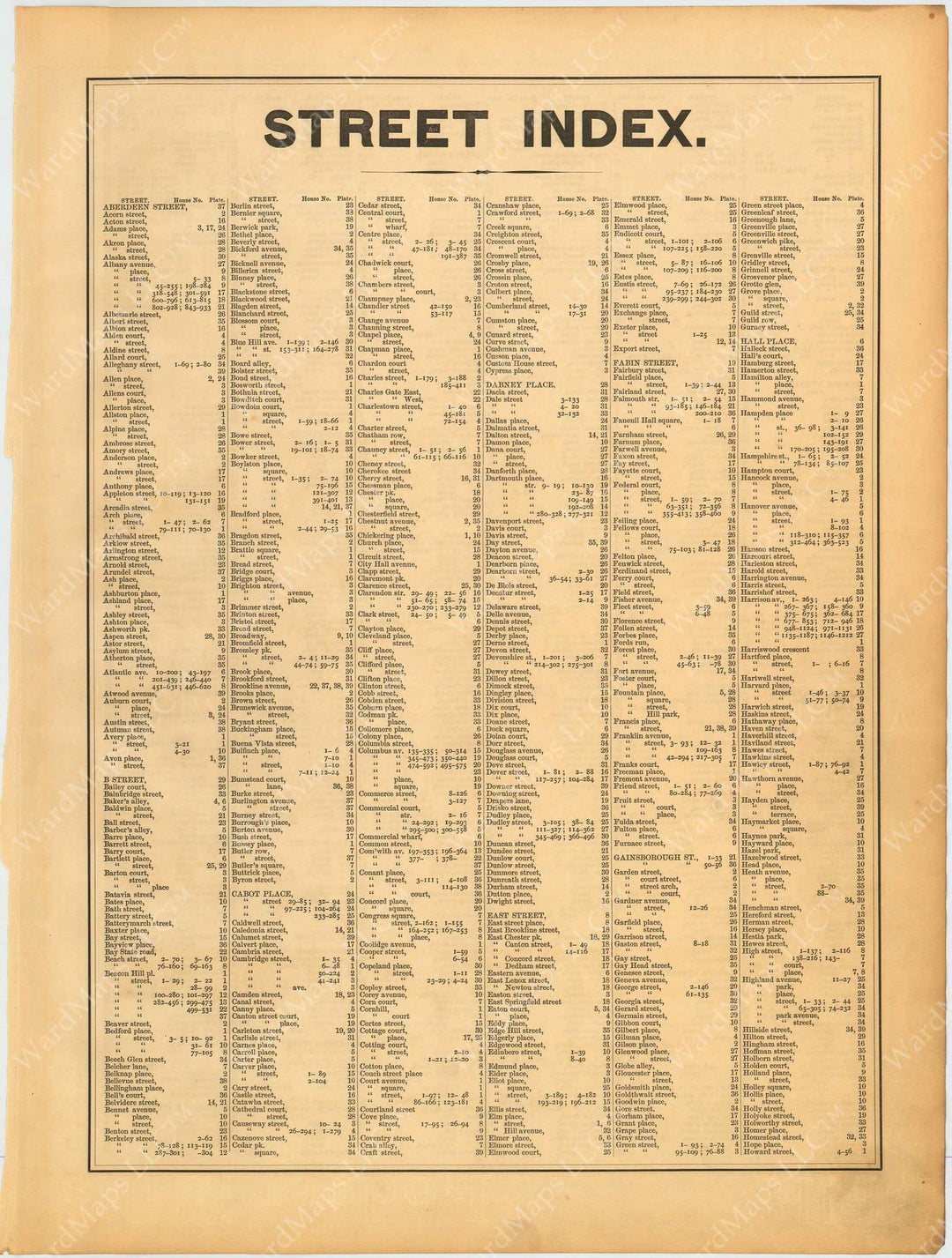 Boston and Roxbury, Massachusetts 1890 Street Index 1