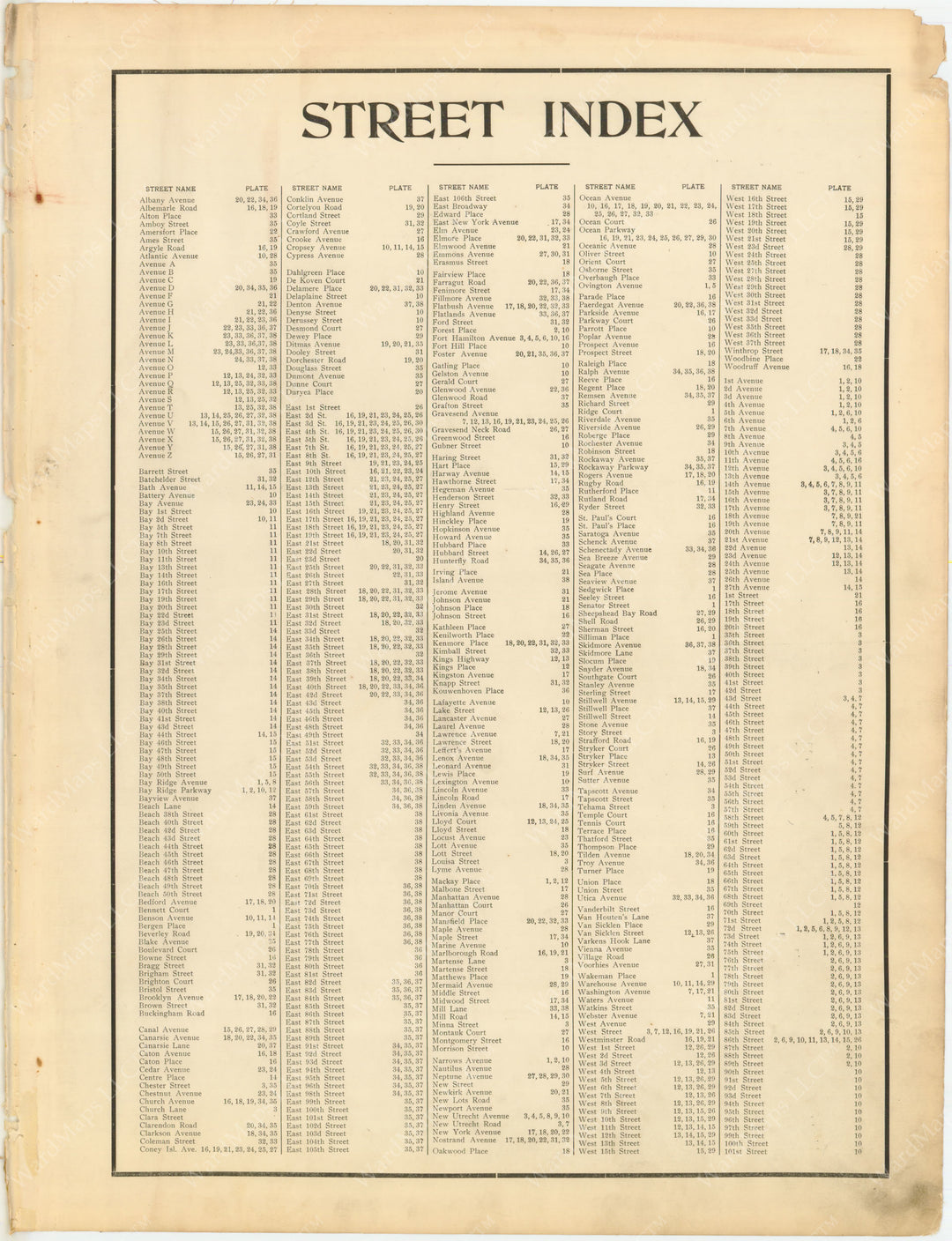 Brooklyn, New York Vol. 2 1907: Street Index