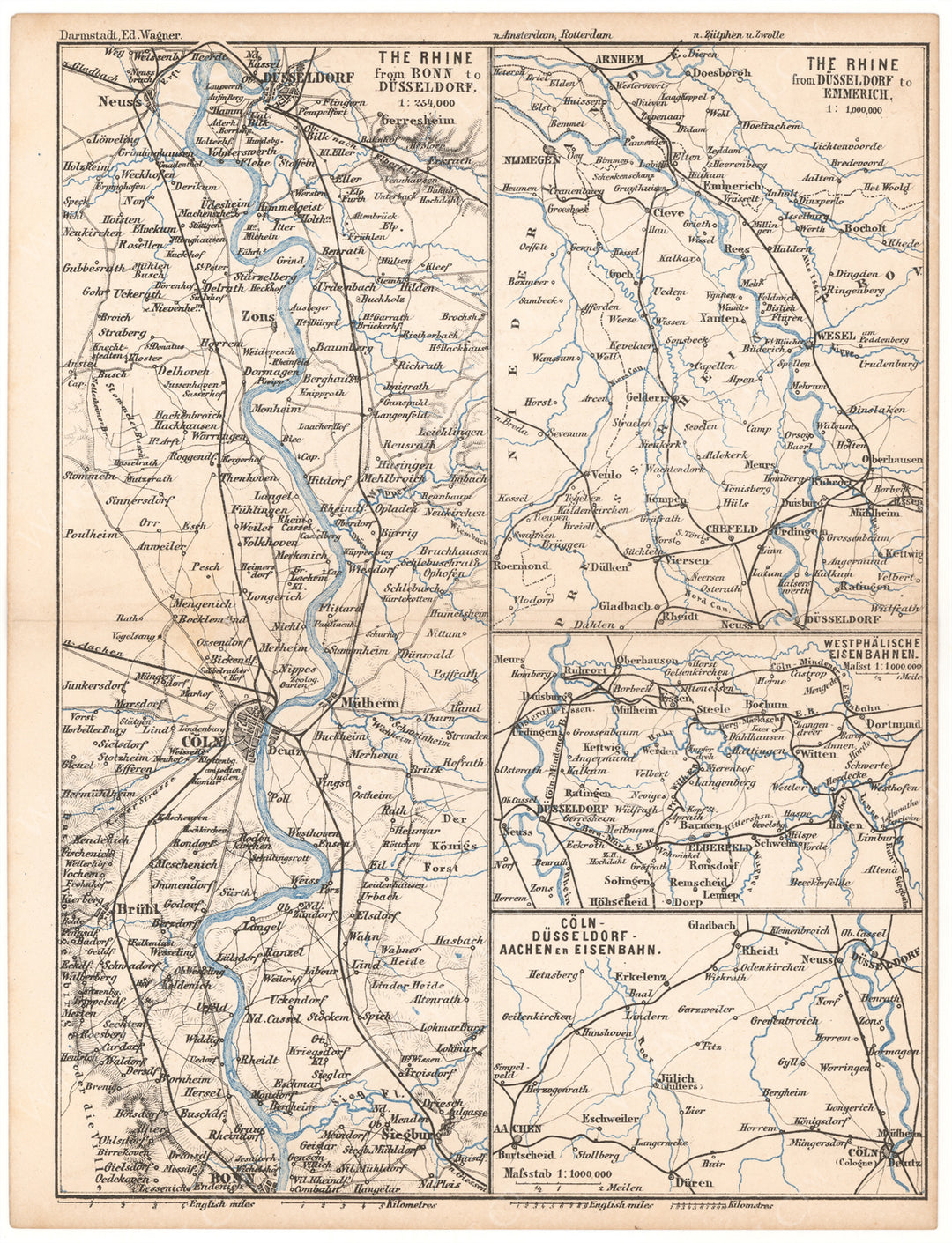Rhine River, Germany 1868: From Bonn to The Netherlands
