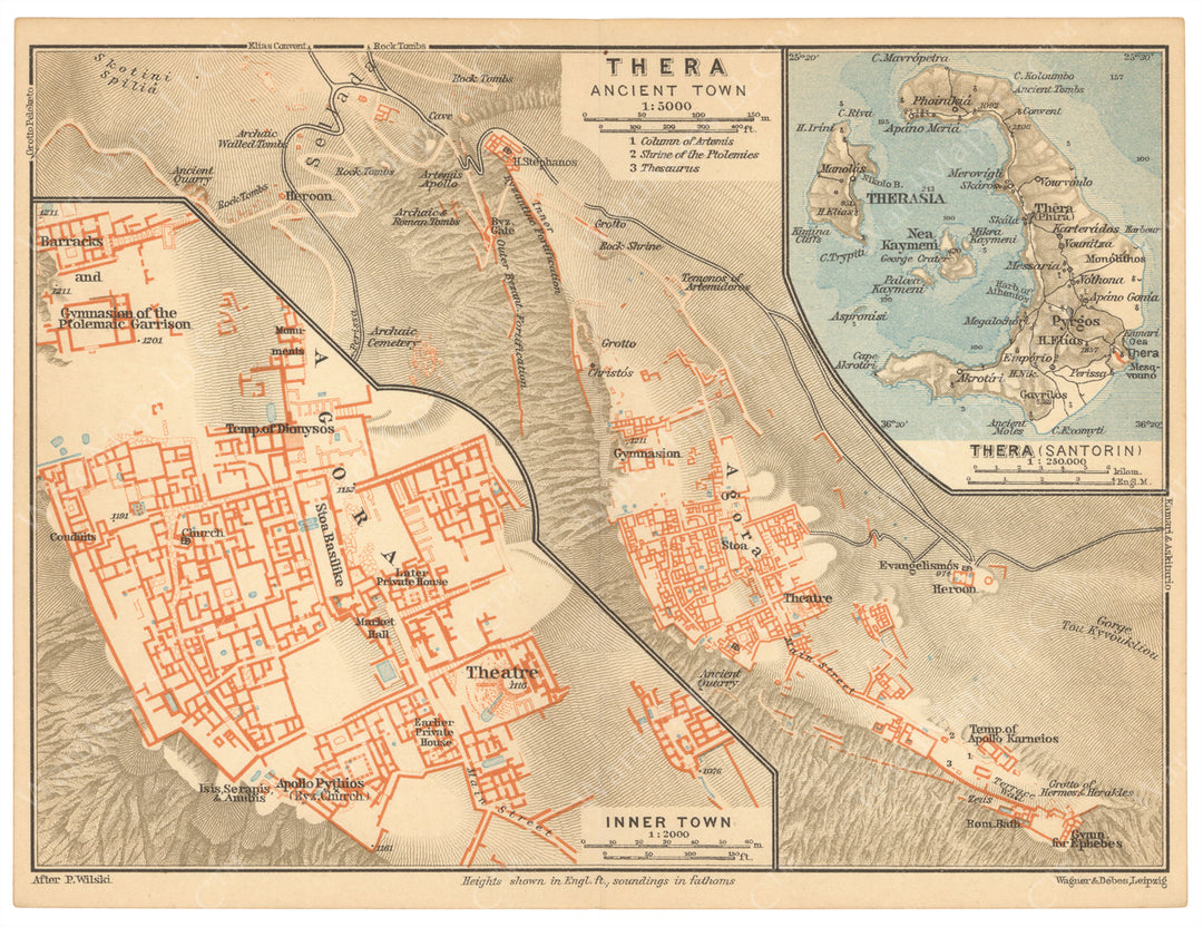 Thera (Santorini), Greece 1909 – WardMaps LLC