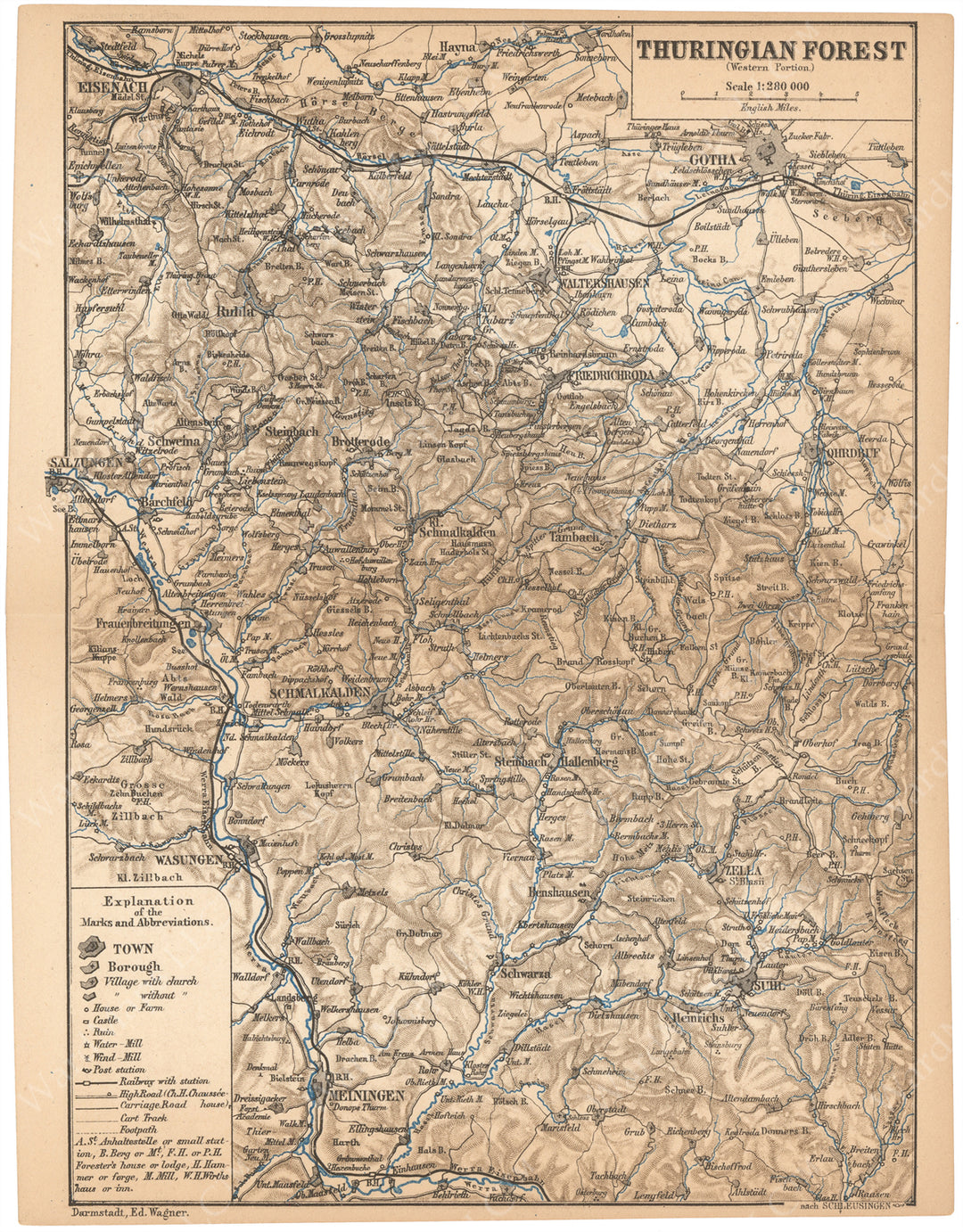 Thuringian Forest, Germany 1868: Western Portion