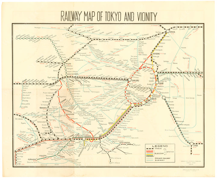 Tokyo, Japan 1952: Railway Map of Tokyo and Vicinity – WardMaps LLC