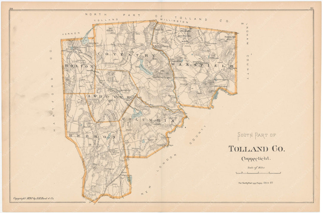 Tolland County, Connecticut 1893: Southern Part