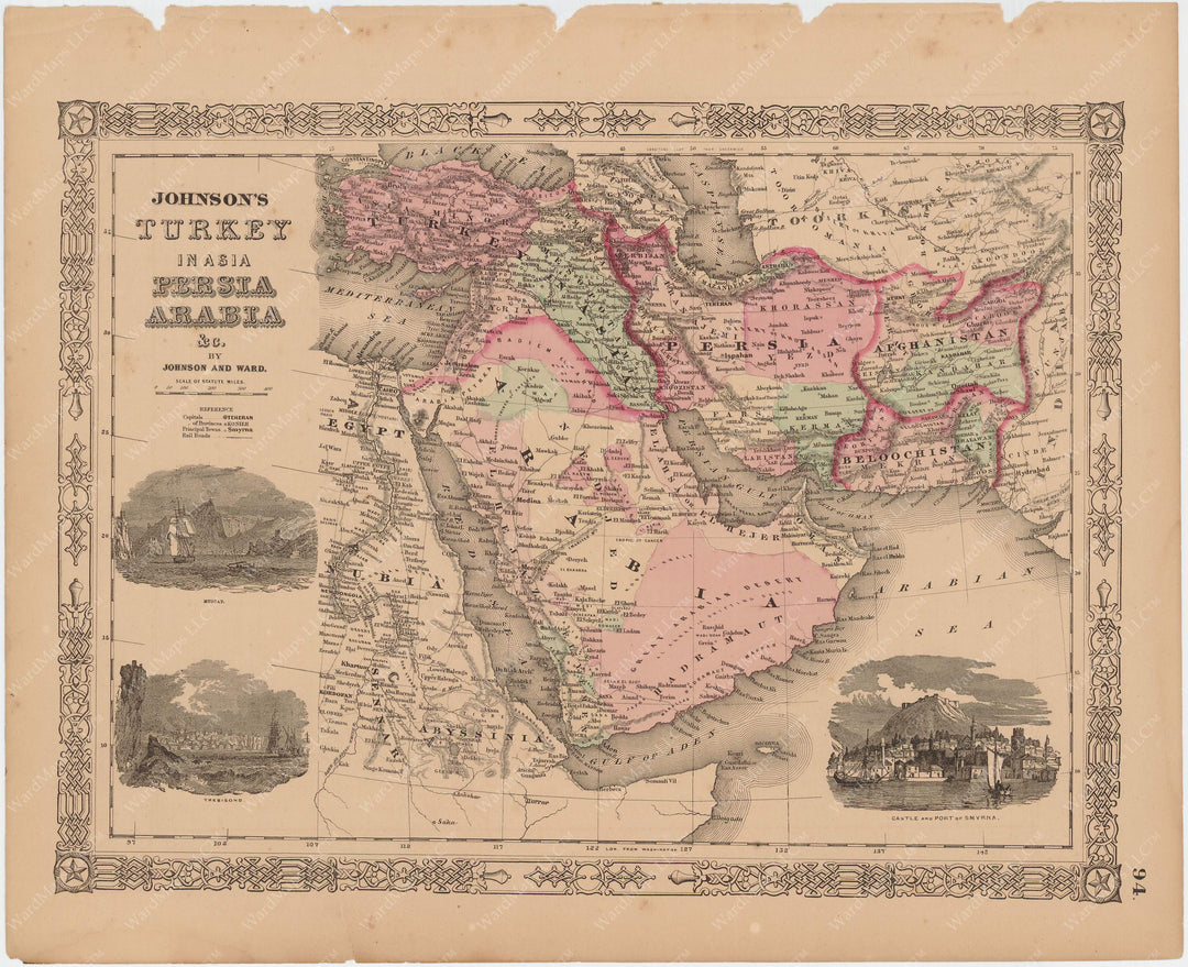 Afghanistan, Arabia, Persia, and Turkey in Asia 1865