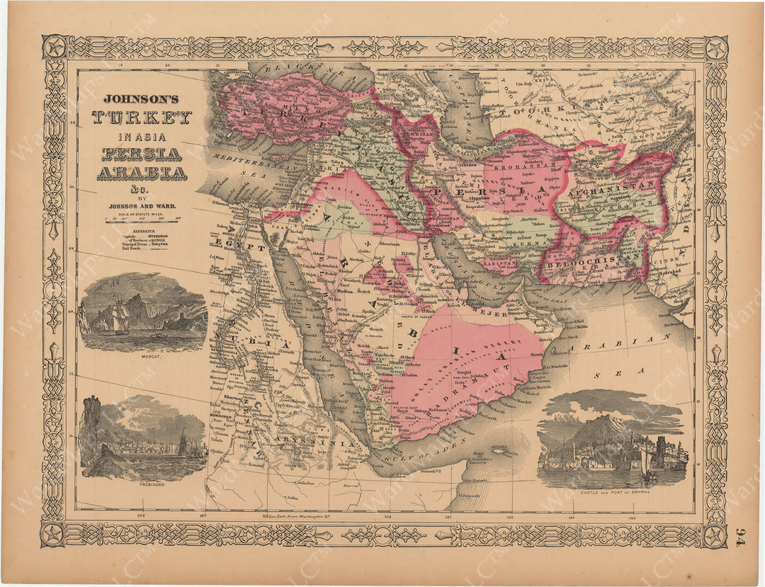 Arabia, Persia, and Turkey in Asia (Middle East) 1864