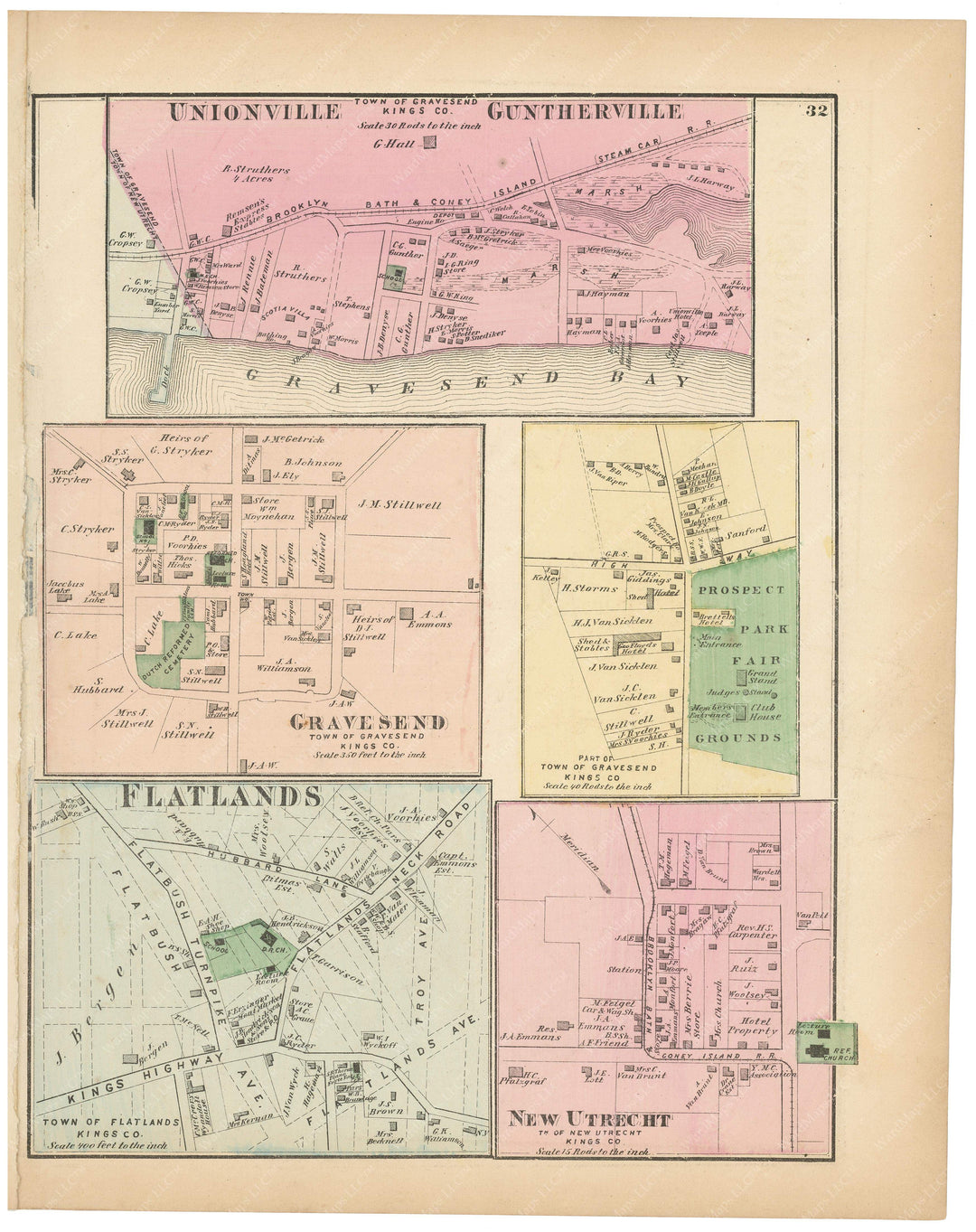 Flatlands, Gravesend, and New Utrecht Villages, New York 1873