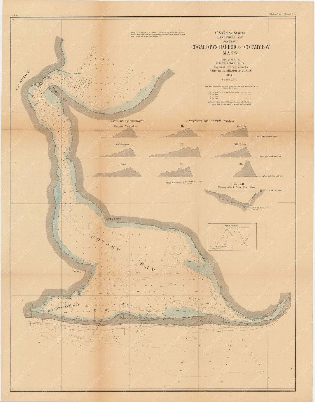 USCS Massachusetts: Edgartown Harbor and Cotamy Bay, Martha's Vineyard 1871