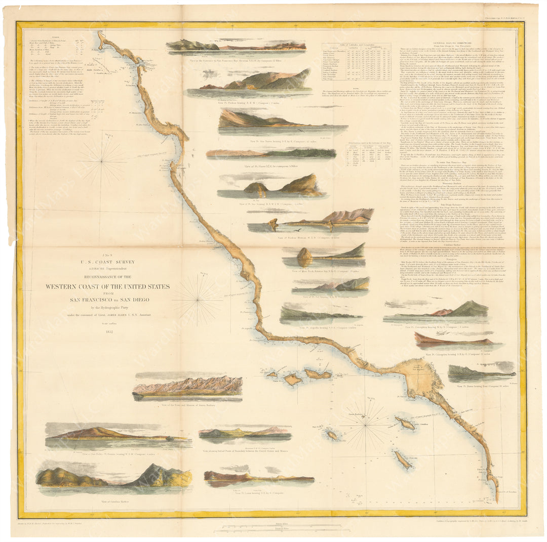 USCS United States West Coast: San Francisco to San Diego, California 1852