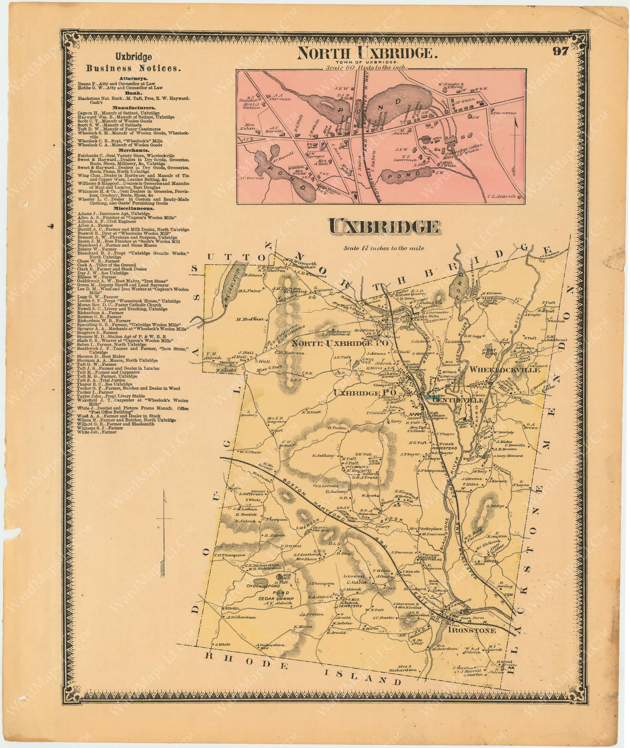Uxbridge, Massachusetts 1870 WardMaps LLC