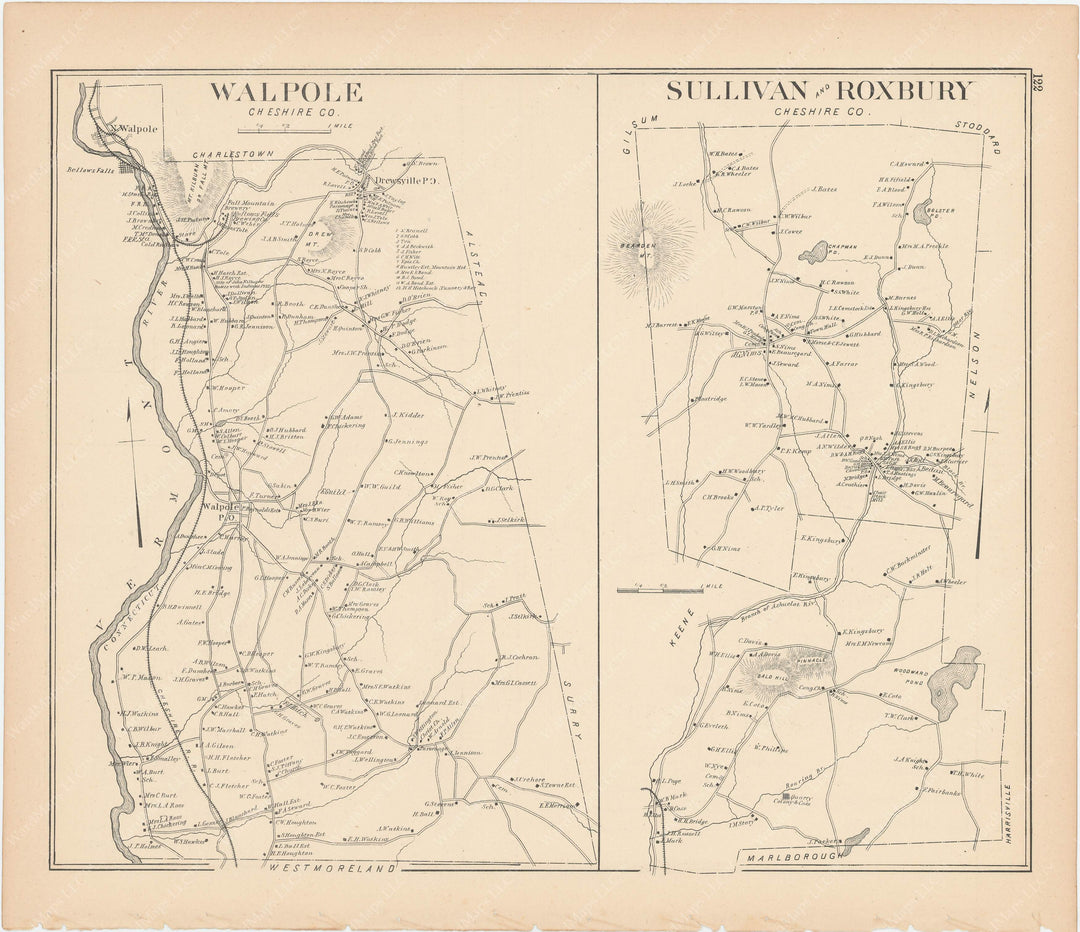Roxbury, Sullivan, and Walpole, New Hampshire 1892