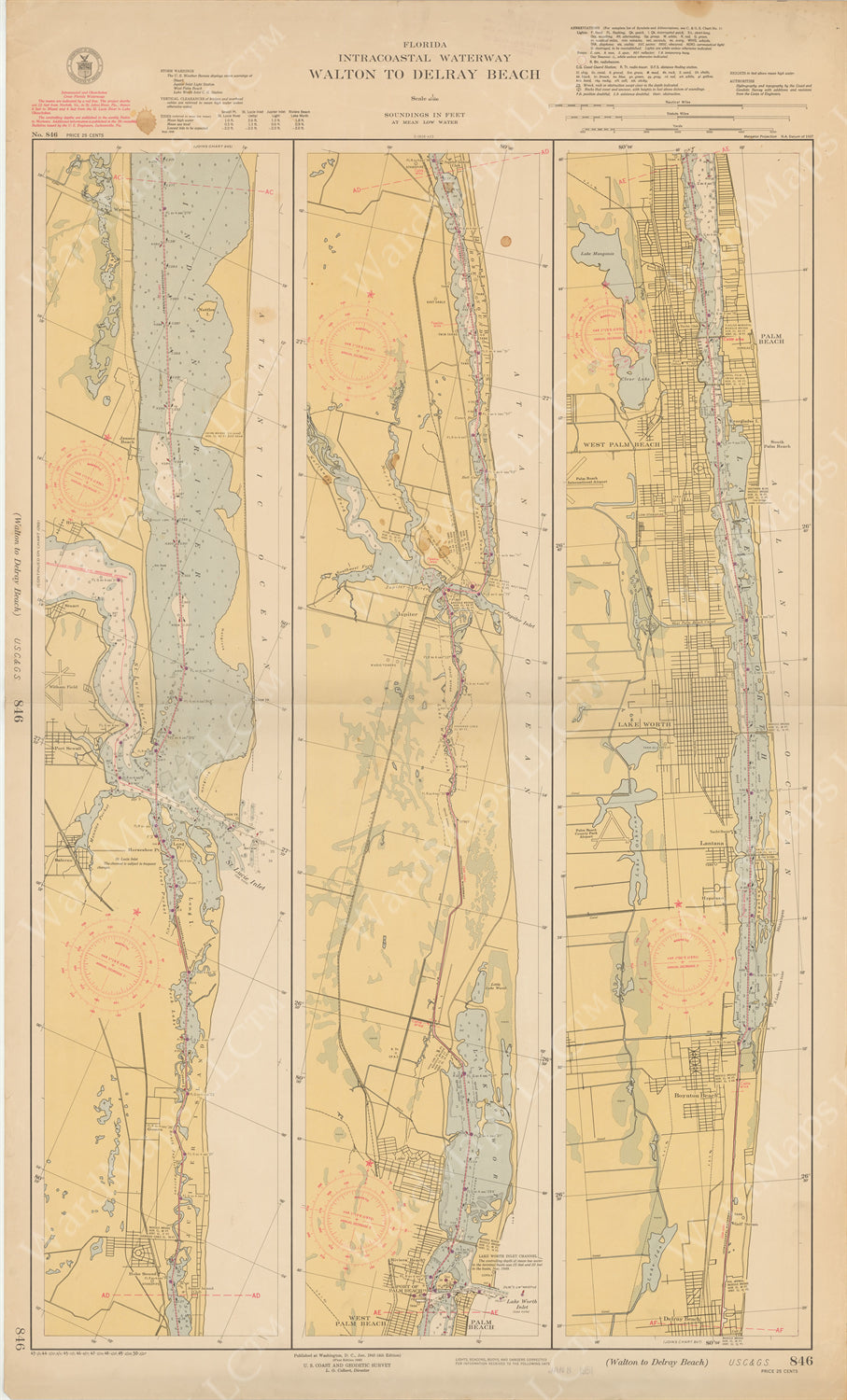 USC&GS Florida - Intracoastal Waterway: Walton to Delray Beach 1950