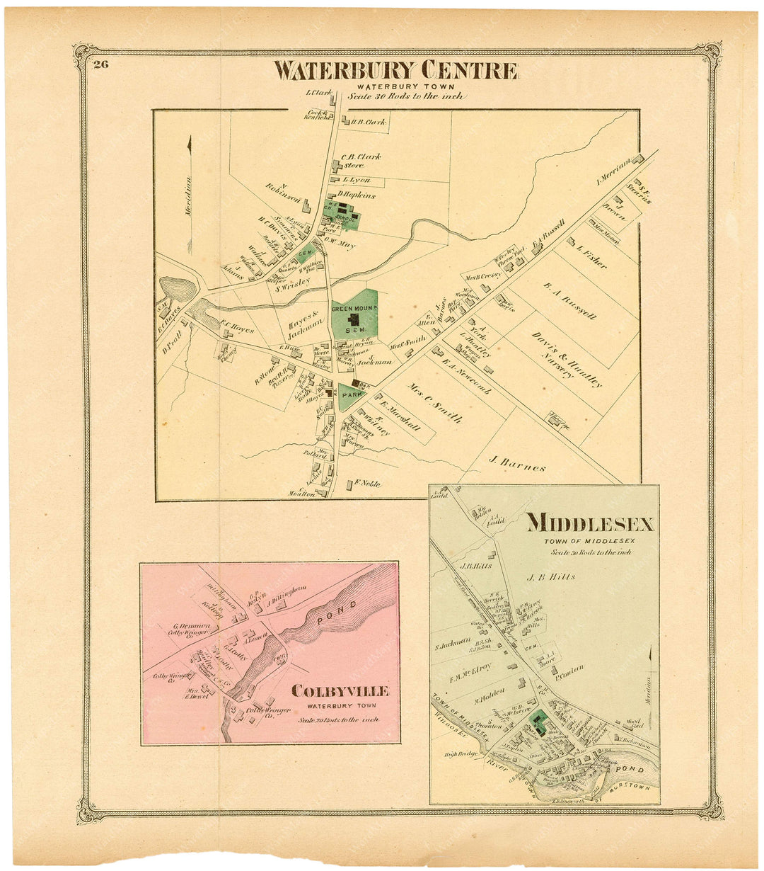 Waterbury and Middlesex, Vermont 1873