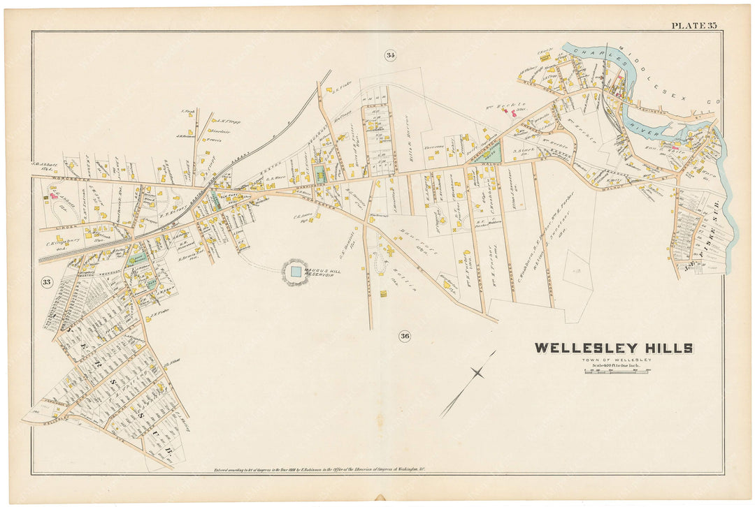 Norfolk County, Massachusetts 1888 Plate 035: Wellesley Hills