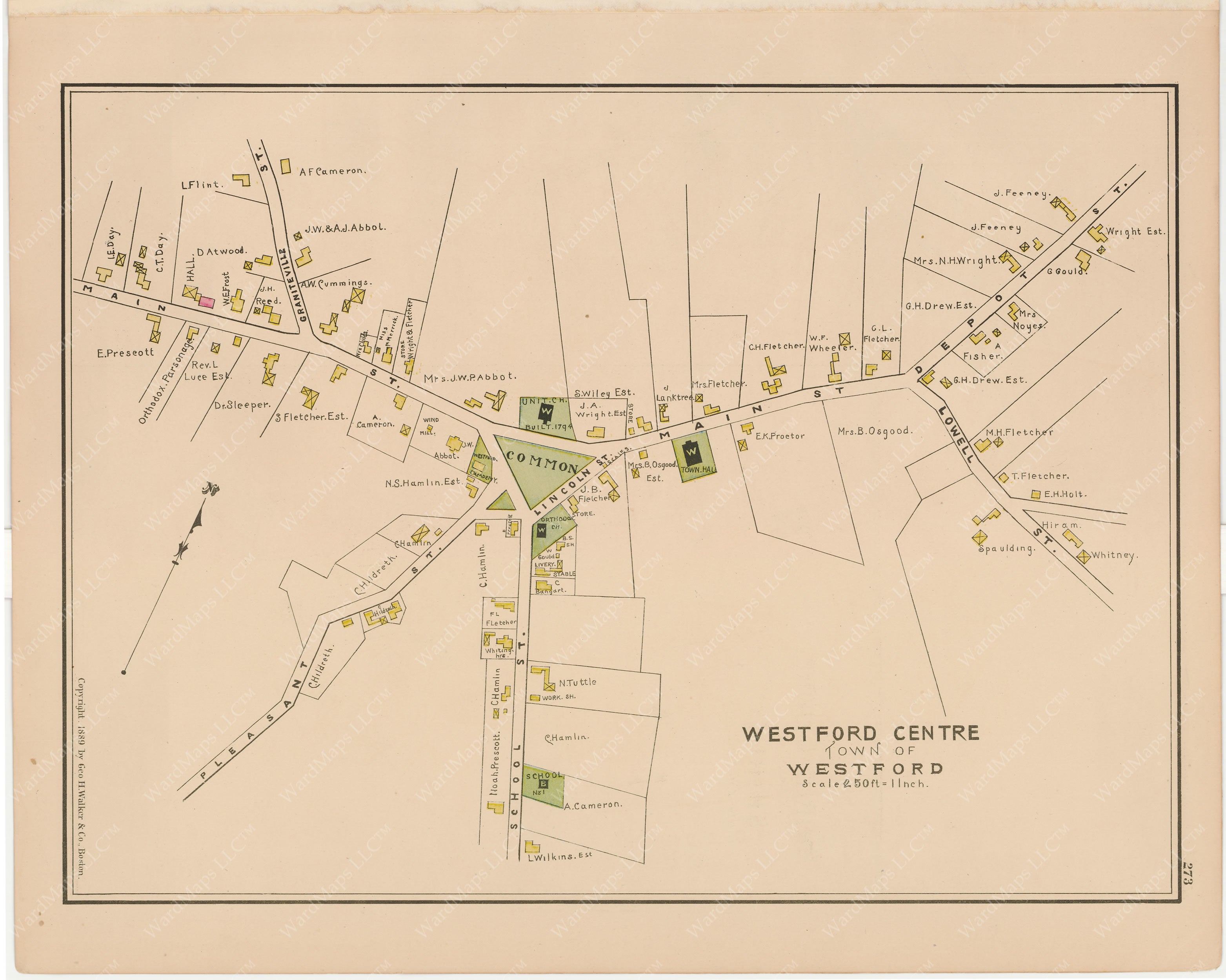 Westford, Massachusetts 1889 – WardMaps LLC