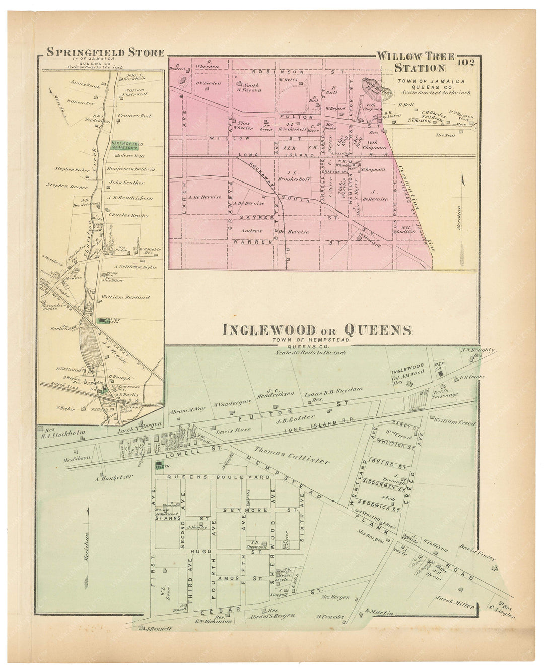 Hempstead and Jamaica Villages, New York 1873