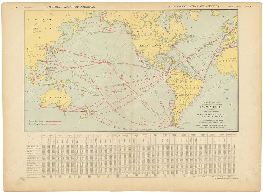 World 1916: Steamship Routes via Panama Canal