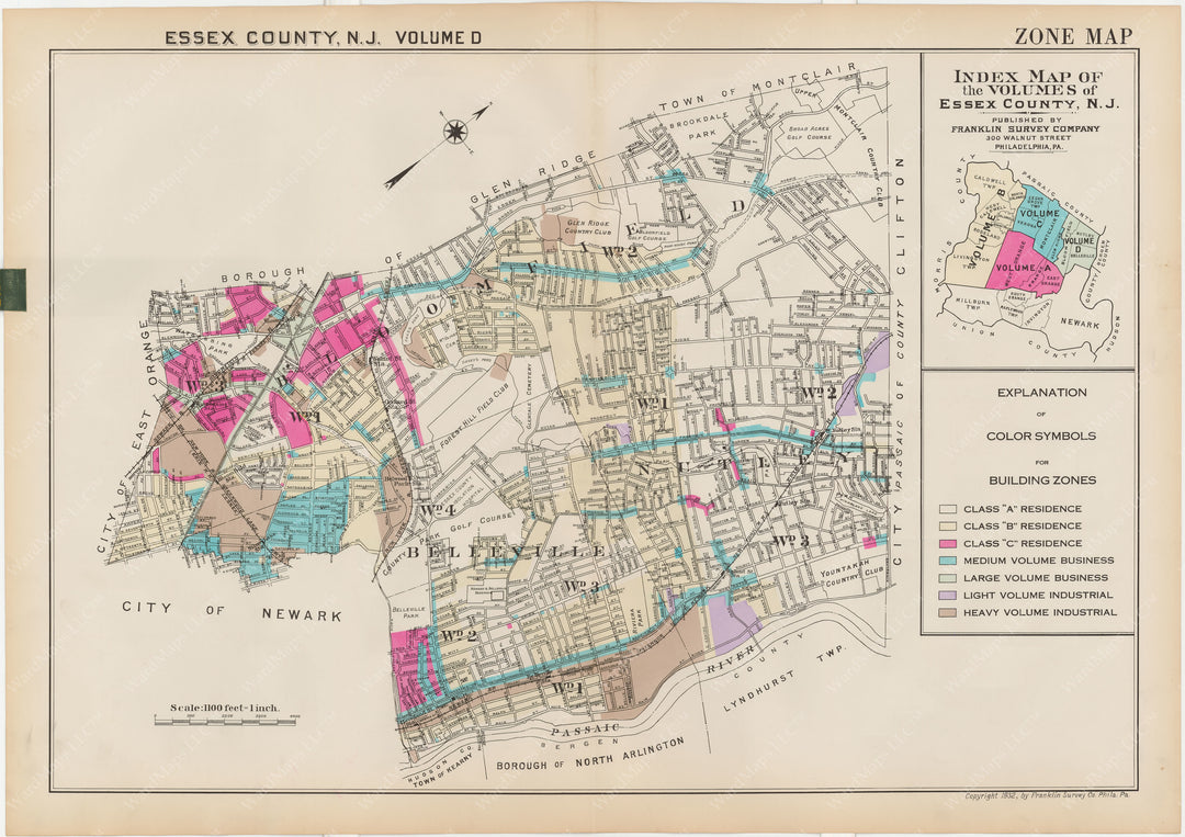 Essex County, New Jersey, Vol. D, 1932 Zoning Map